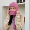 New women's autumn and winter hat, thickened squirrel fleece three-in-one hat, outdoor cold-proof and windproof hat and scarf combo