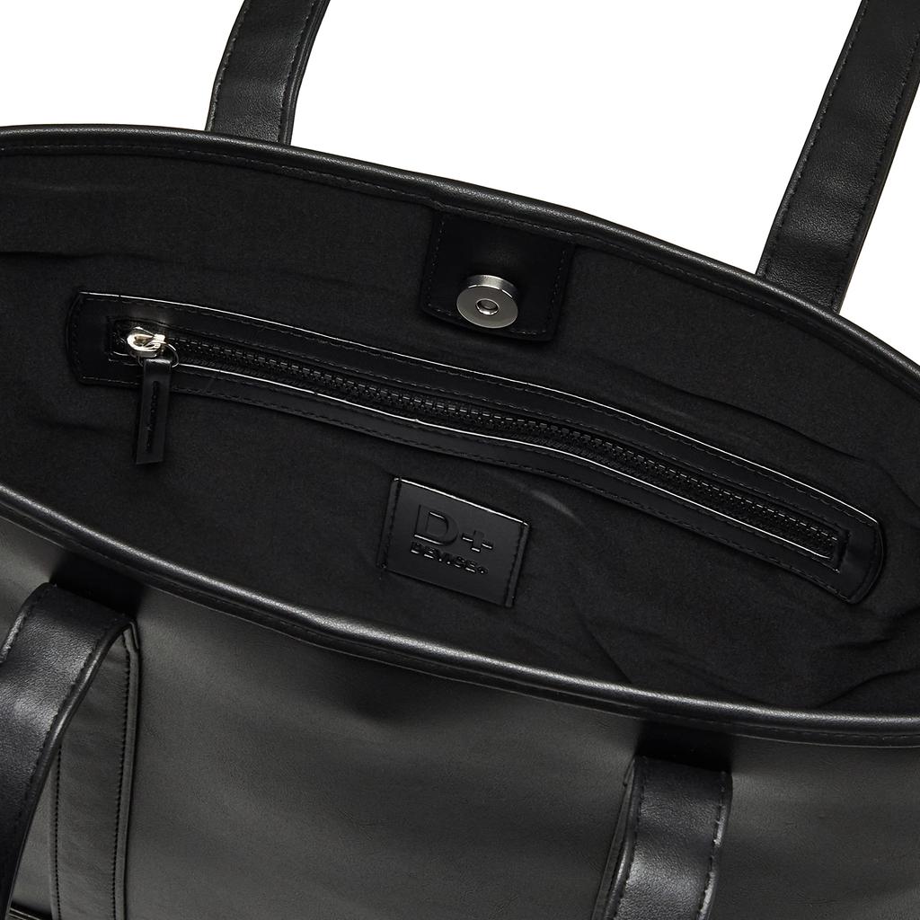 Schicke Tragetasche aus Kunstleder für pendelnde Frauen mit Reißverschluss Marke schwarz [Device+]