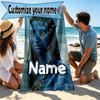 Custom Name Personalized Avatar Print Beach Towel, for Trip Camping Beach Party Home Decor, Birthday Gift for Family & Friends