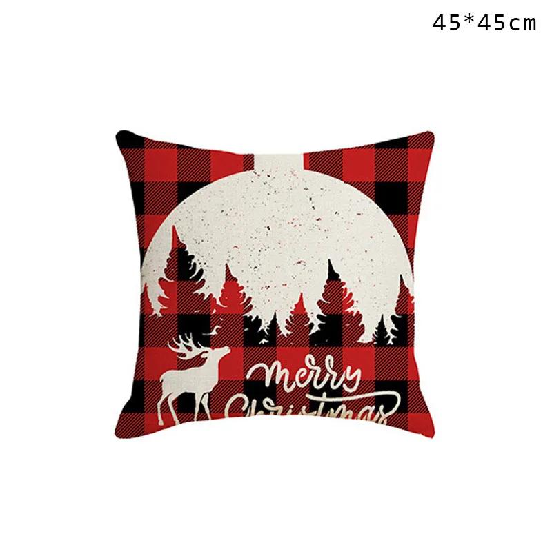 45Cm Christmas Cushion Cover New Year Decor England Plaid Style Seat Pillowcase Car Pillowcase Merry Christmas Decor Home