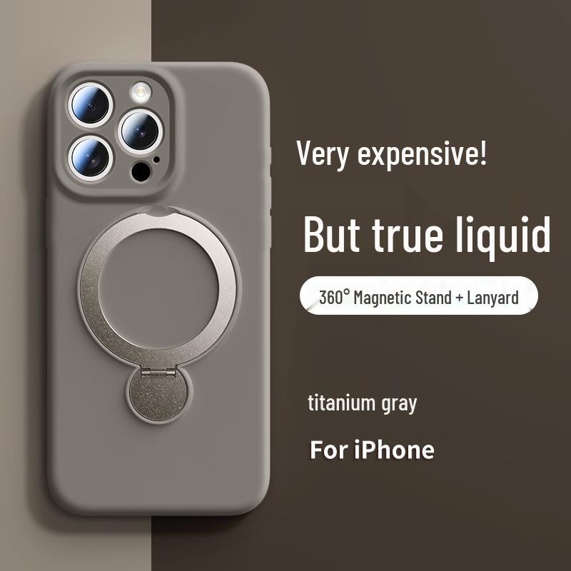 Liquid Silicone Magnetic Stand Case for iPhone 15/16 Pro Max - Full Coverage Protective Cover