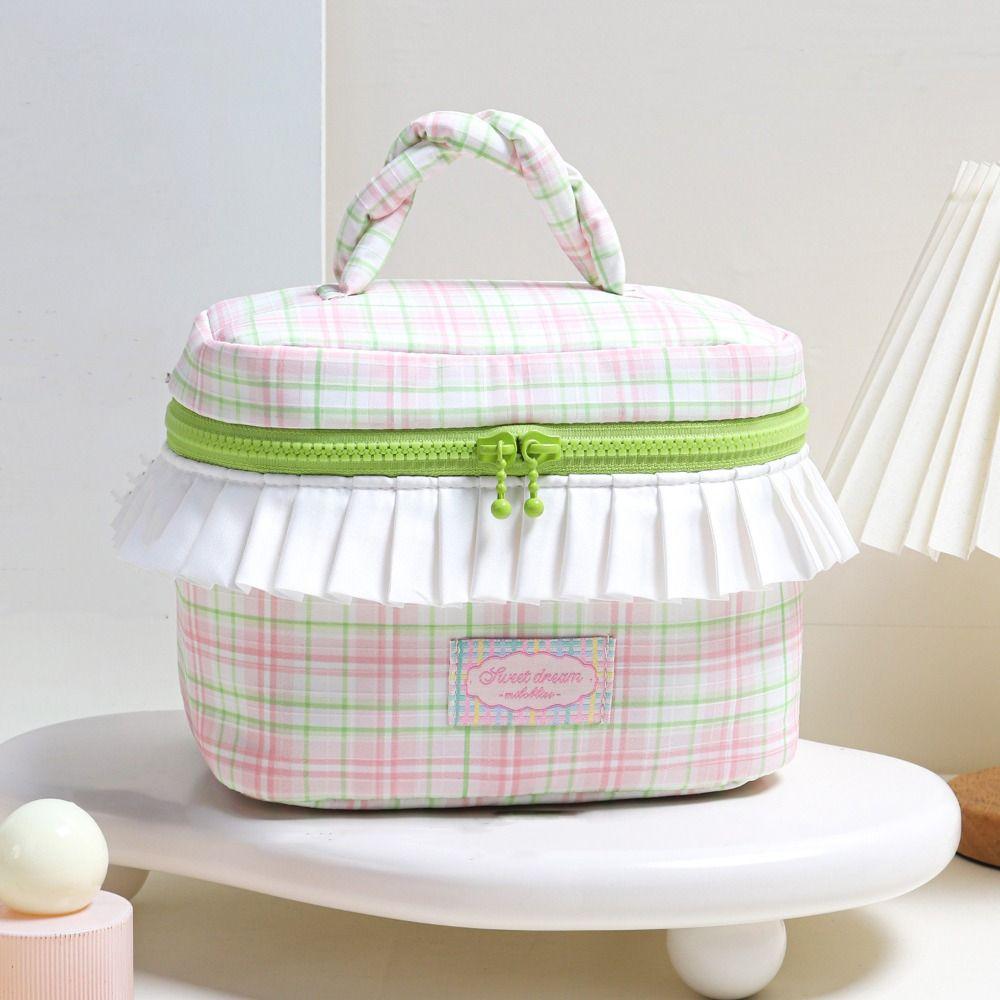Square Portable Cosmetic Bag Kawaii Toiletry Bag Portable Handheld Cosmetic Case  Travel