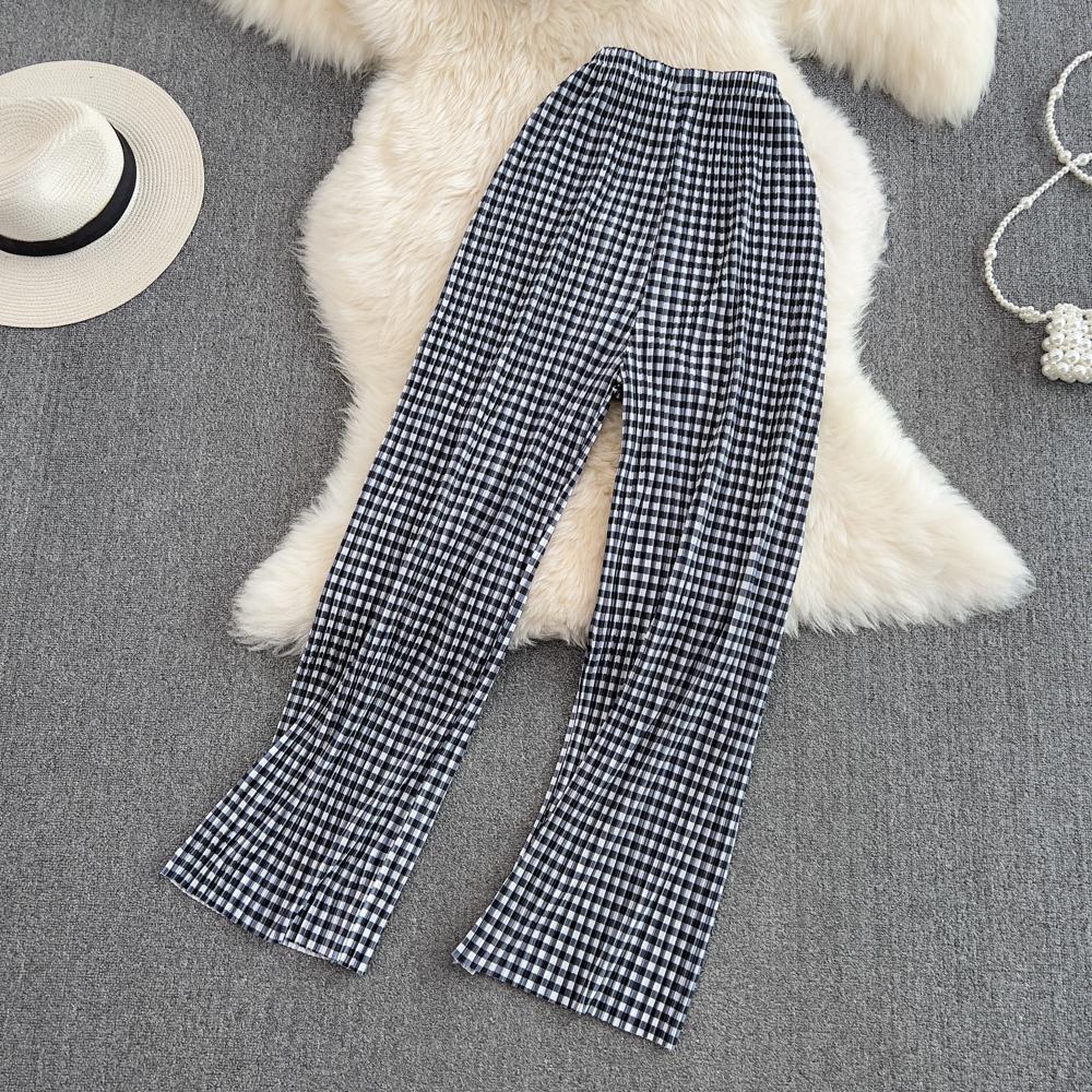 RUGOD 2022 Modeanzug Damen Sexy Tube Top Zweiteiliger Anzug mit hoher Taille Drapieren Lässige Farbverlaufsfarbe Gerade Hose mit weitem Bein