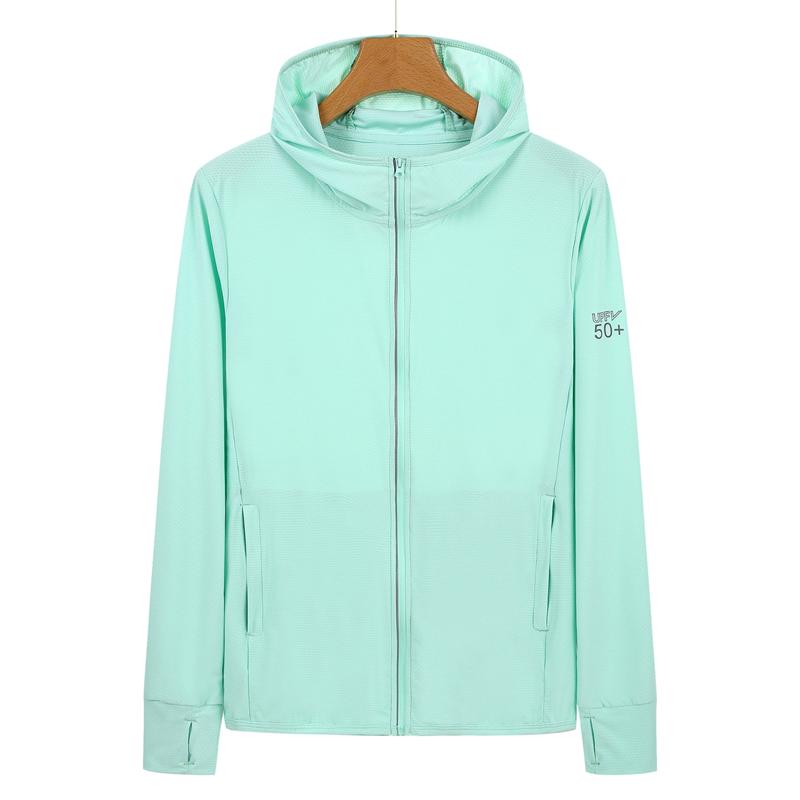 UPF 50+ Sun Protection Hoodie Jacket, Lightweight Ice Silk Breathable Sunscreen Clothing with Pockets for Fishing, Hiking