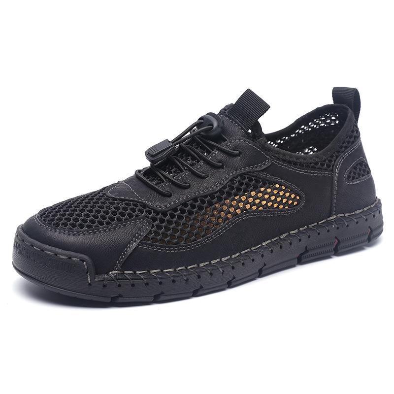 2025 mesh men's shoes 2025 summer breathable leather mesh men's casual shoes hollow mesh shoes