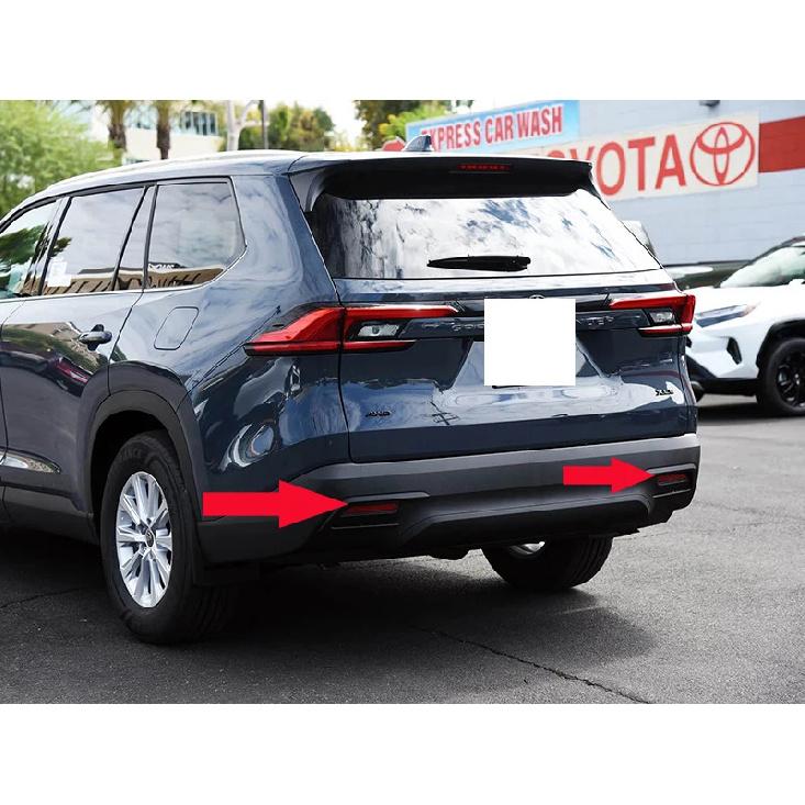 For Toyota Grand Highlander 2024 2025 2026 ABS Chrome Rear Reflector Fog Light Lamp Cover Trim Bezel Frame Styling Garnish