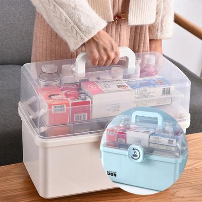 Portable First Aid Container Clear 3 Tiers Plastic Medicine Storage Box Large Capacity Family Emergency Kit Storage Organizer