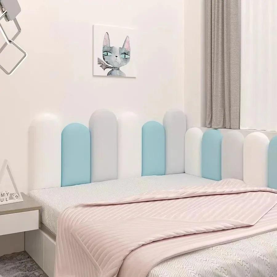 1PC 20x40cm Arc Headboard Bedroom Furniture Lit Room Decor Bed Head Nursery Anti-collision Wall Panels