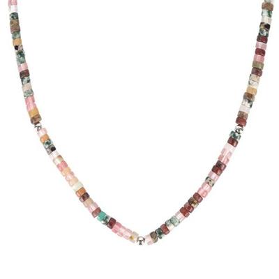 Square Necklace, Gemstone Necklace, Couple Fashion Accessories, Beaded Necklace, SIDA146