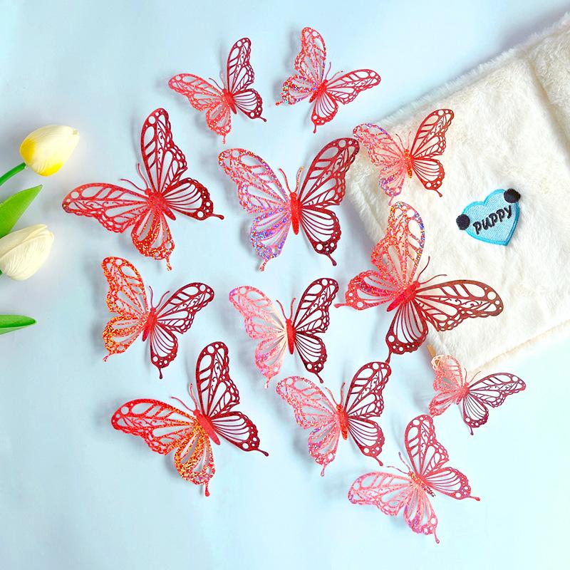 12pcs 3D Butterfly Wall Decor 3 Sizes, Butterfly Decorations for Butterfly Birthday Party Cake Room Decorations