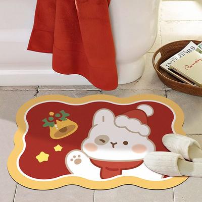 Soft Diatom Mud Christmas Elements Toilet Household Floor Mat Toilet Absorbent Mat Bathroom Door Non-slip Floor Mat Carpet