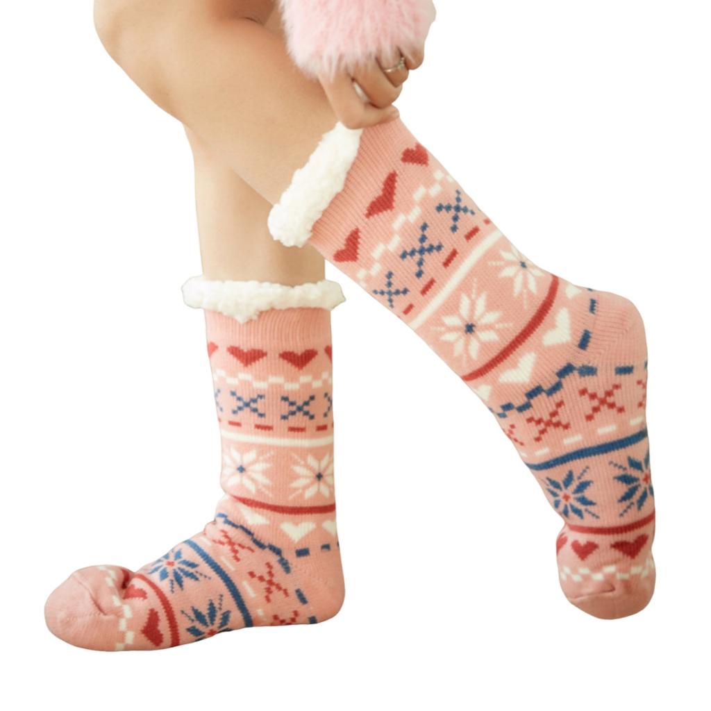 Christmas Floor Socks For Women, Winter Fleece-lined Postpartum Carpet Socks, Sleep Home Snow Socks