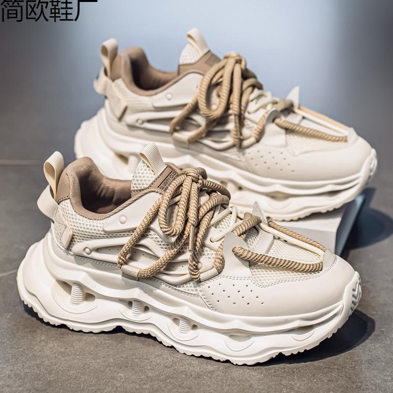 Summer new men's platform heightening shoes trendy student mesh casual sports shoes versatile straight