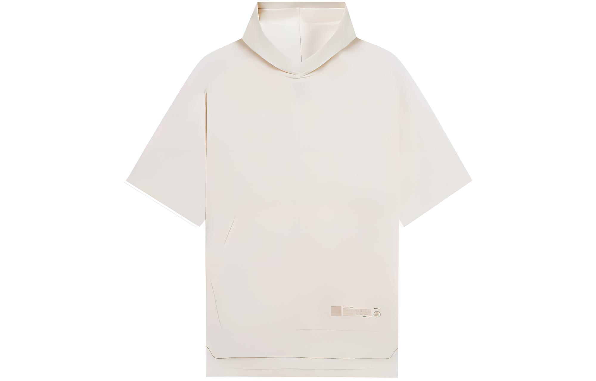 Li Ning T Shirts Men s Beige Hooded Moderate Straight Fit AWDSC37-2 XS