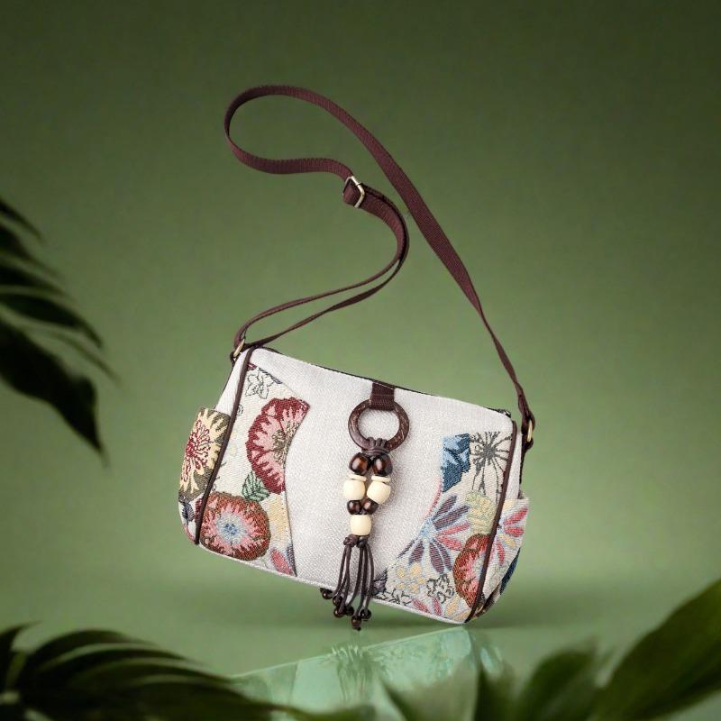 Ethnic Style Ladies' Single-shoulder Backpack, Commuting Mobile Phone, Loose Change Crossbody Bag, Hand-held Bag