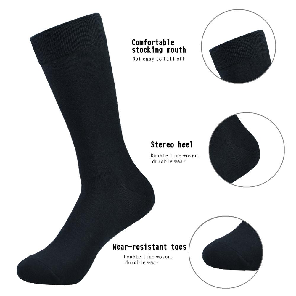 6 Pairs Men's Socks Black Cotton Dress Socks High Quality Long Autumn and Winter Sweat Resistant Anti-odor Calf Socks