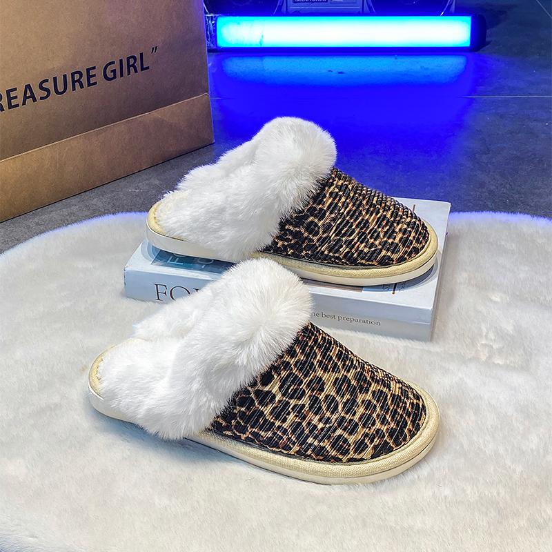 Zima Ženy Bavlna Pantofle Vodotěsné Teplé Plyšové Obuv Móda Halová Domácnost Obuv s tlustou podrážkou Protiskluzové Pevné pantofle