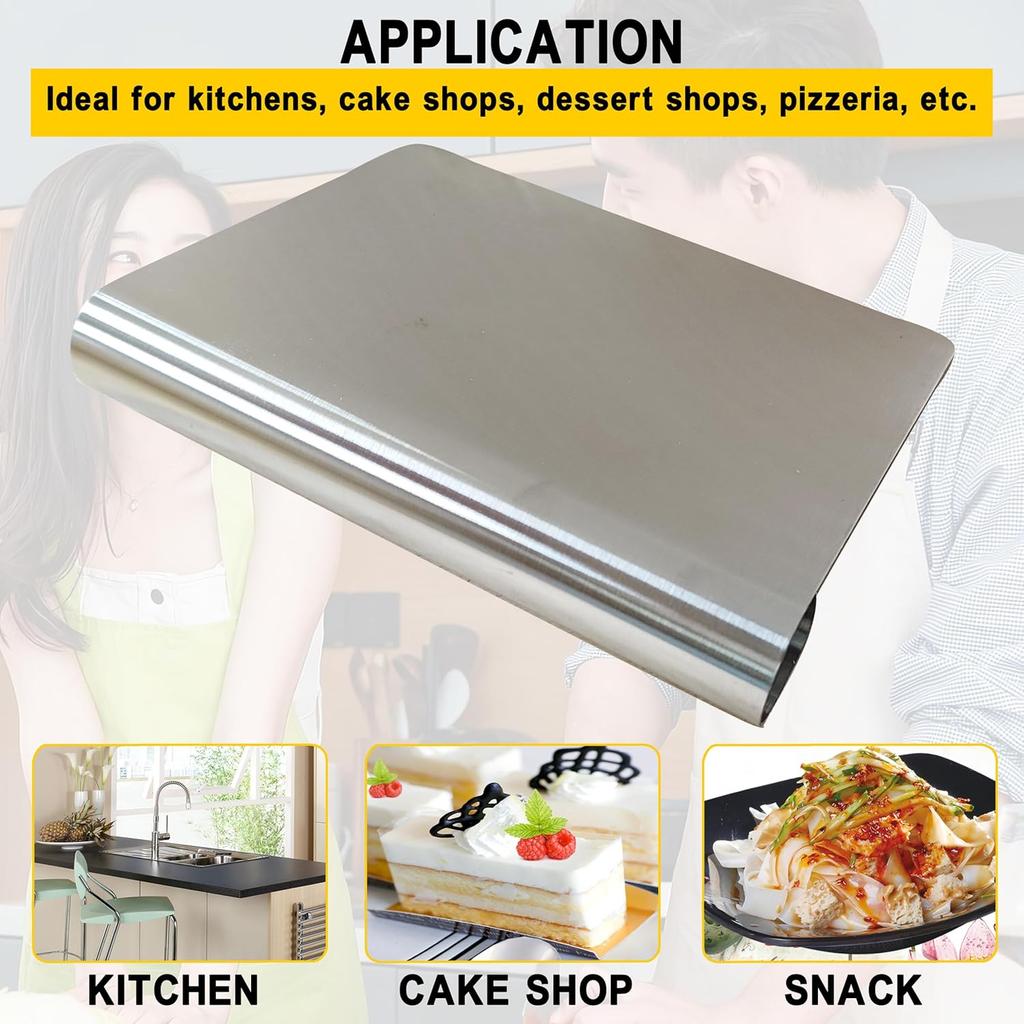 1 Stück Edelstahl Teig- und Gebäckschaber Pizza-Schneider Hacker mit Messskala Mehrzweck Kuchen-Brotteiler Skalenmesser