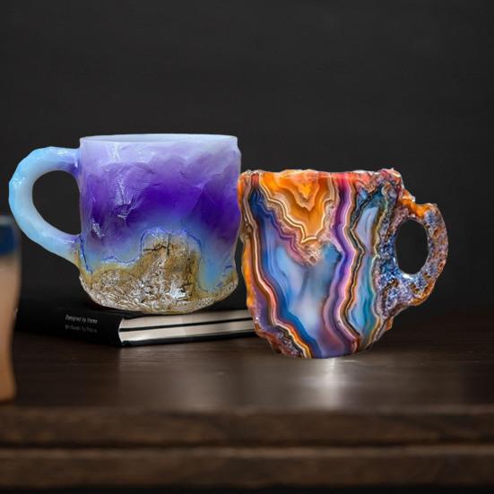 Mineral Crystal Coffee Mug Water Cup Novelty Drink Mugs Colorful Translucent Tea Mug for Hot Beverages Elegant Christmas Gift for Home Office