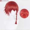 Anime Ranze Kurona Cosplay Wig Scalp/Fluffy 38cm Short Kurona Ranze Wigs With Red Braid Heat Resistant Hair Party Wig + Wig Cap