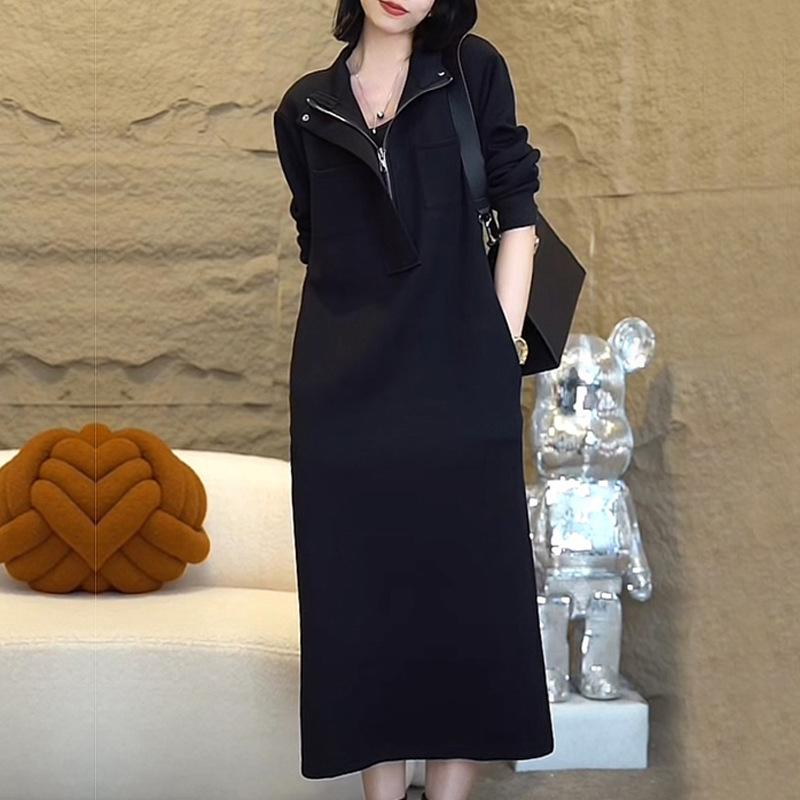 Lazy Style Leisure Dress for Womens Autumn Clothes Updated Mothers Large Size Stylishable Age-reducing Sweatshirt Long Skirt