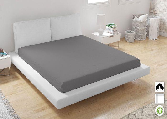 Drap housse - 100% Coton Bio - 57 fils - 160x200 cm - Gris foncé