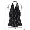 Gusty Korean Chic Hot Girl Style Vintage Polka Dot Print Halter Camisole Pure Sexy Backless Top