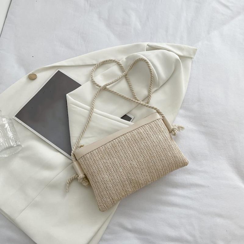 Fashi Woven Straw Bag Handmade Rattan Crossbody Handbags Knit Summer Beach Small Purse Women Shoulder Messenger Bags