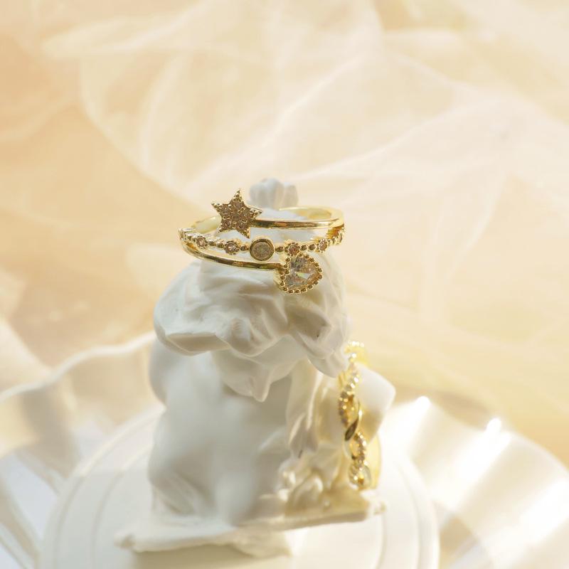 Women's Heart Star Ring: Chic Open Adjustable Trendy Jewelry for Index Finger