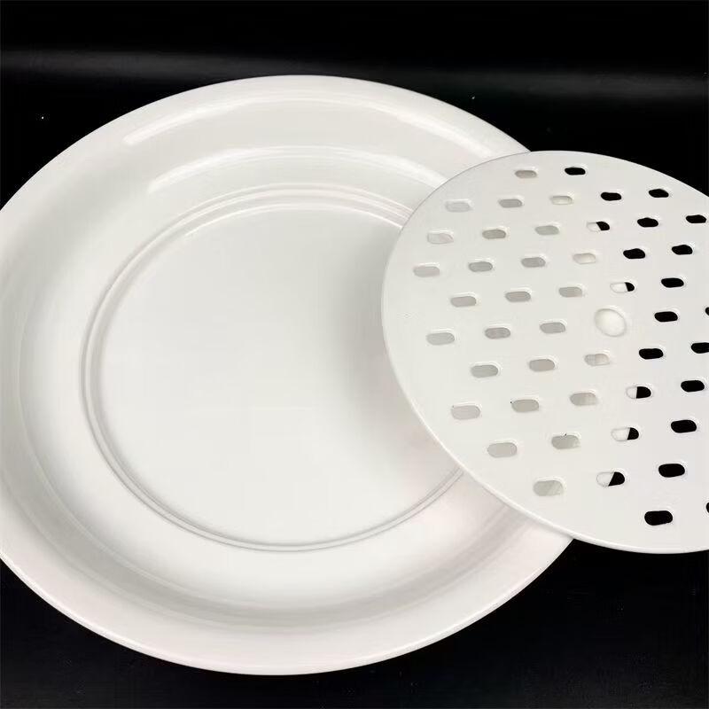 Large Melamine Round Draining Dumpling Plate