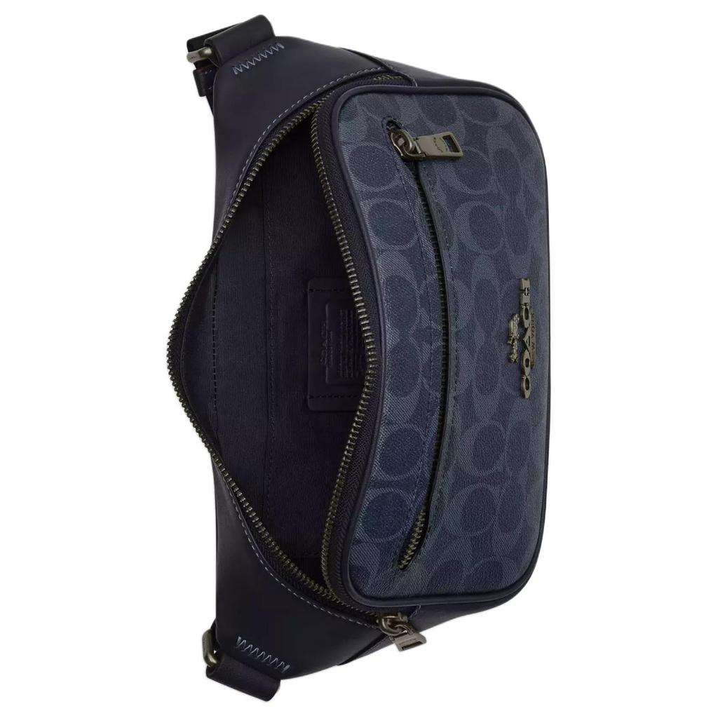 Coach Elias 29 Classic Monogram Zipper Closure Denim Crossbody Waist Bag Large Men Bags Midnight-Navy CU551-QBN2V