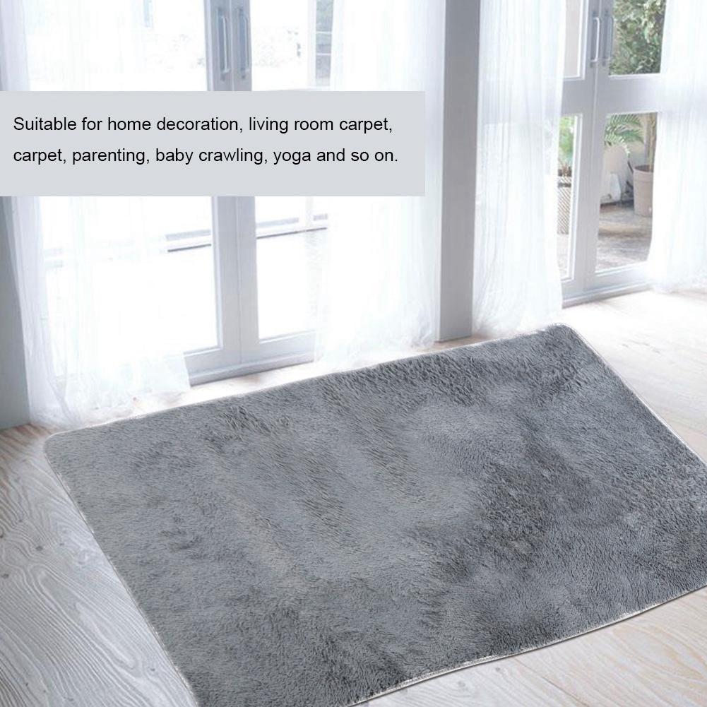 Household Thicken Soft Indoor Modern Fluffy Carpet Living Room Non Slip Yoga Rug Home Decor(120x160cm Silvery Grey)