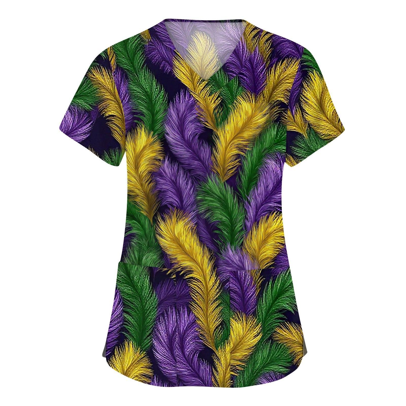 

Women s Fashion V-neck Short Sleeve Workwear With Pockets Printed Tops XL жёлтый