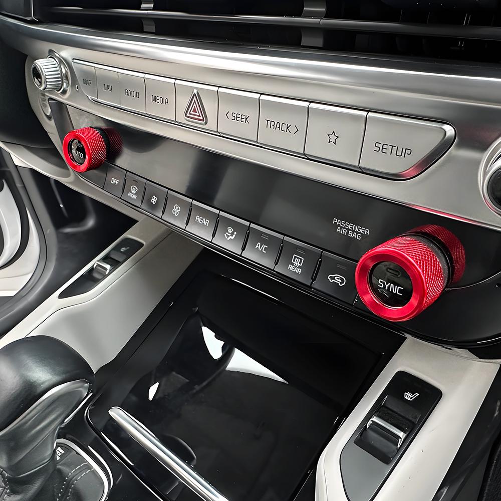 For Kia Telluride -2025 Car Tuning 2PCS Red Blue Black Aluminum Alloy Air Conditioner Adjustment Knob Cover Trim Accessories