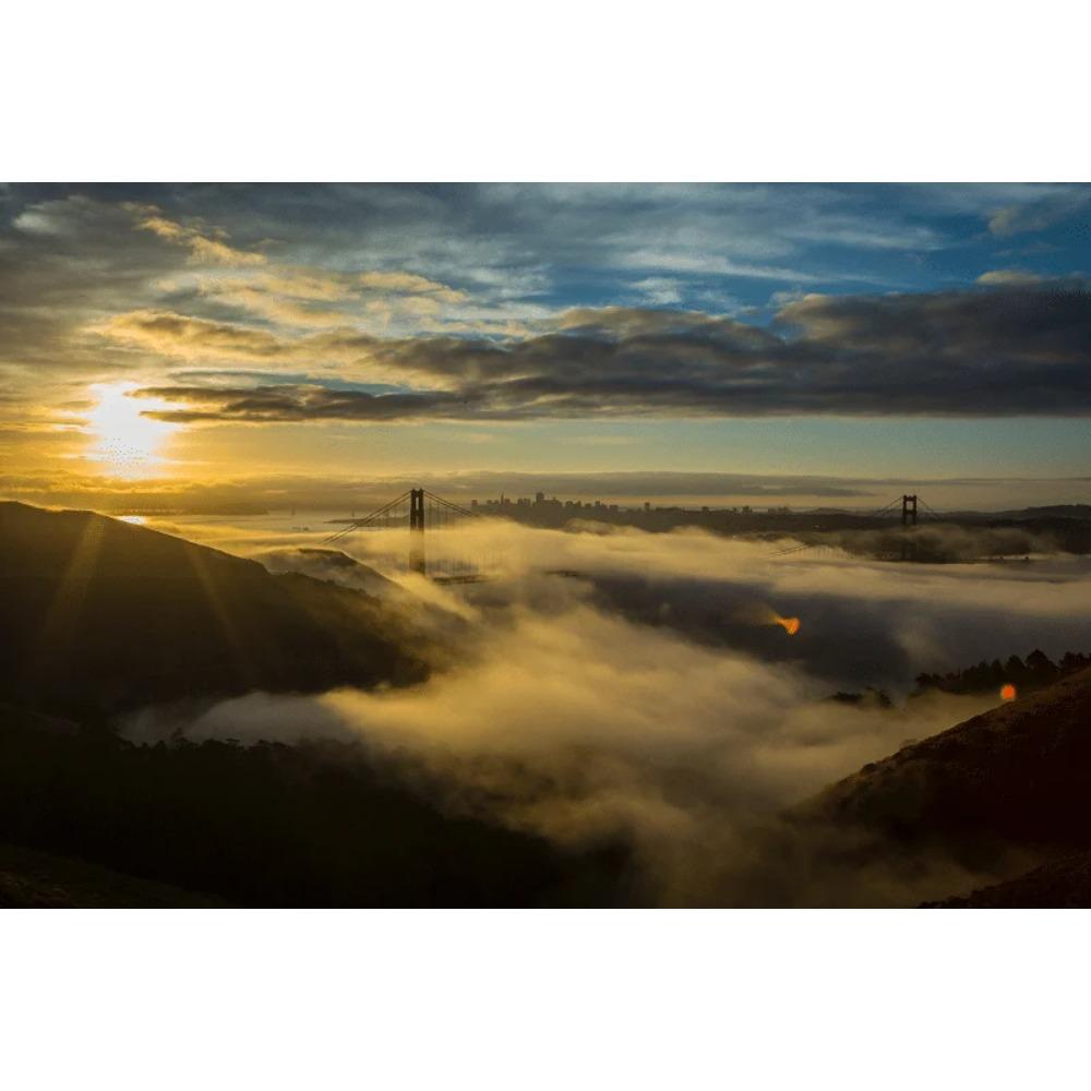 Sunset Mountains Sky Posters Sea Landscape Canvas Painting Natural Scenery Wall Art Pictures Living Room Home Decor Gift Poster