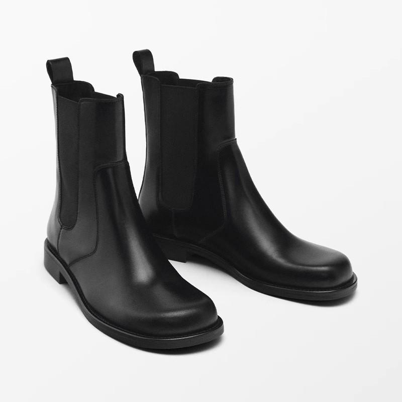 

Women s genuine leather Chelsea boots, British style short boots, elastic cuff slip-on boots 41 чорний