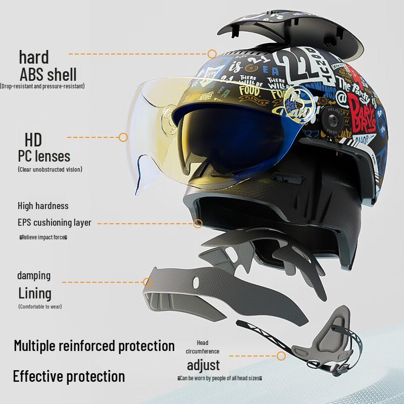 Capacete YEMA 370S de Meio Rosto para Veículos Elétricos de Verão
