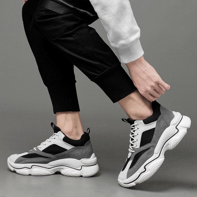 Men's Invisible Height Increasing Running Shoes - Thick Sole, Low-Top Mesh, Casual Dad Shoes for Spring