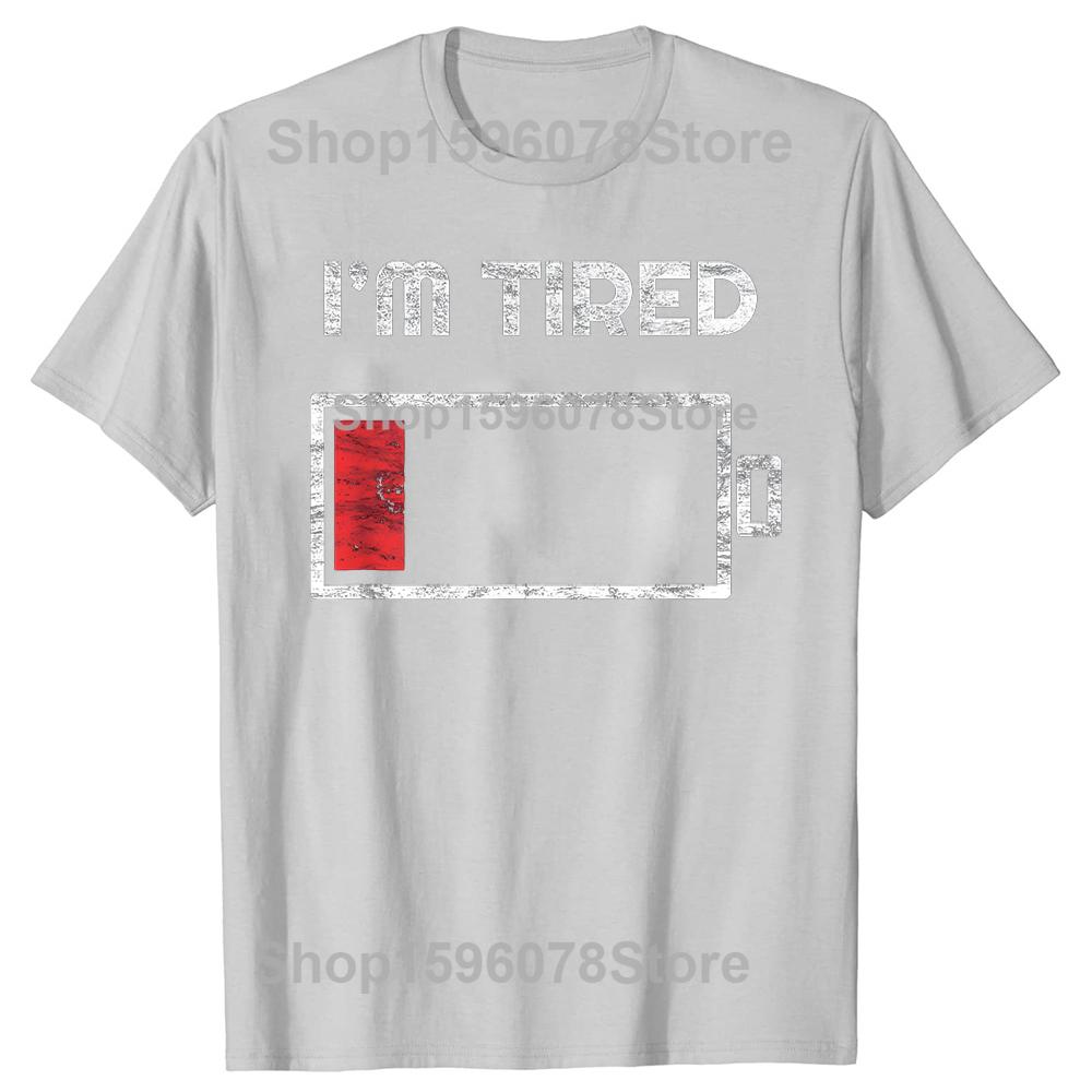 Im Tired Low Battery T Shirt Empty Phone Summer Men Clothing Fashion T Shirts Cotton Short Sleeve Oversized Loose Tshirt Tops