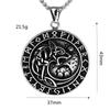Vintage Stainless Steel Men's Pendant Viking Wolf Head Compass Rune Necklace