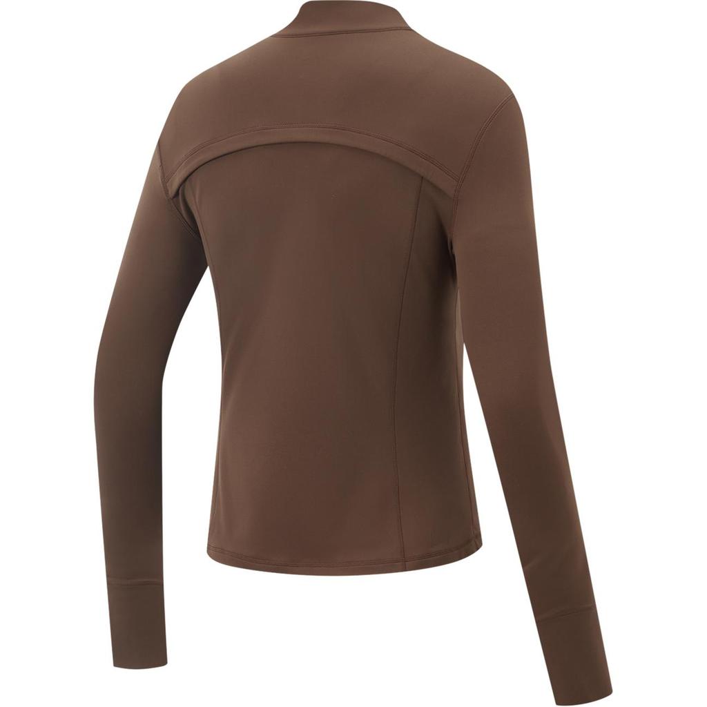 Li-Ning Solid Color Stand Collar Zipper Long Sleeve Fitness Top Women tops Brown AFDU828-3
