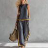 Women's 2 Piece Lounge Sets Sleeveless Crew Neck Top And Wide Leg Pants Outfit Summer Travel Vacatio Matching Sets