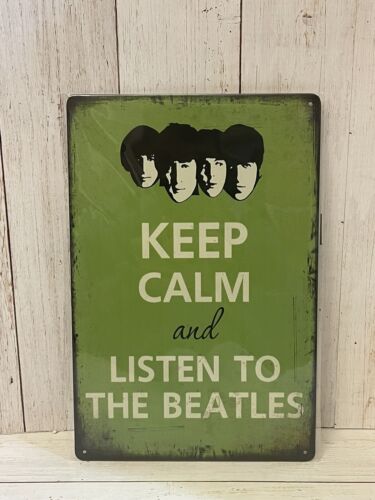 Сохраняй спокойствие Слушай The Beatles Постер Металлическая табличка - Белый Альбом Abby Road-Алюминиево-оловянная табличка 20x30cm（7.8x11.8inch）