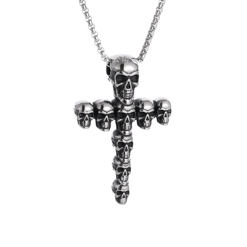 Retro Skull Cross Pendant Fashion Creativ Halloween Gift Necklace