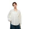 Women's White Long Sleeve French Sweet Ruffled Collar Shirt - 2026 Spring/Autumn Solid Color Fashion