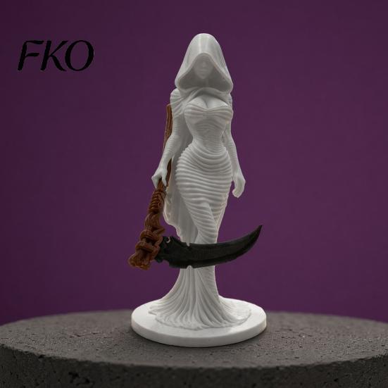Grim Reaper Ornament 3D Printed Hooded Woman Statue, Gothic Figurine, Dark Theme Halloween Party Decoration for Home Office Desk Shelf Decor