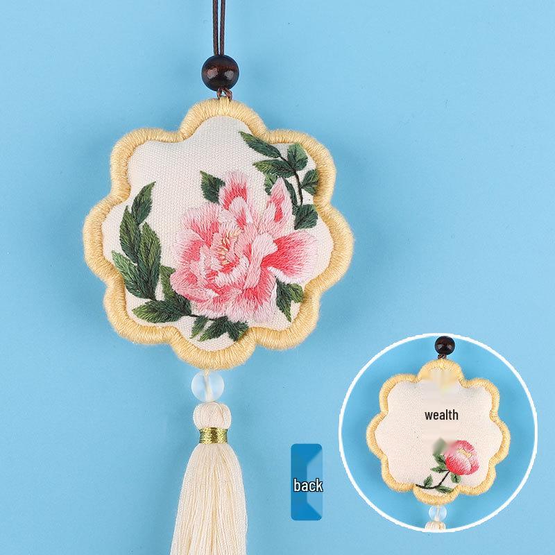 Peace Amulet Embroidery Kit: Beginner's DIY Cross Stitch Sachet Pouch