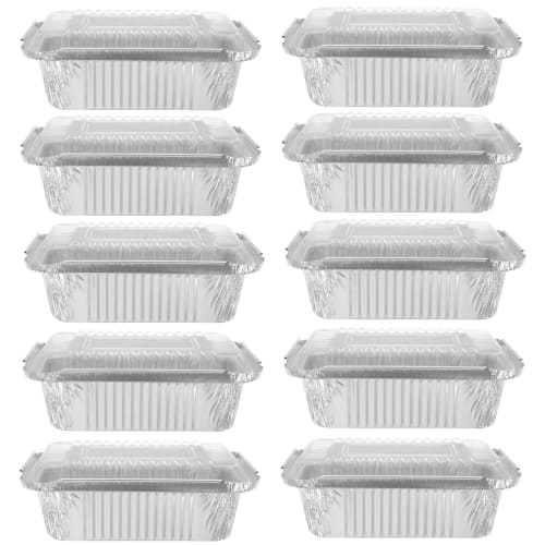 Kichvoe 20-Piece Disposable Aluminum Foil Pans, Roasting and Baking Pans with Lids, Deep Foil Pans, Baking Pan Trays, Food Containers for Grilling, Co