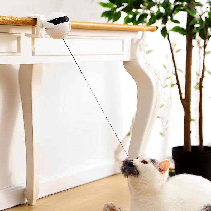 Automatic Cat Teaser Toy Hands-Free Play 7cm Ball Clamp Design 5-Minute Simple Style Auto Shutoff Cat Playing for Pets Ball Toy