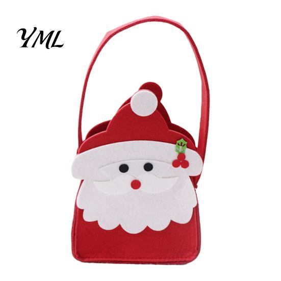 Thickened Felt Snack Carrier Christmas Candy Bag, Santa Claus Snowman Patterns Treat Pouch, Large Capacity Party Favor Bag Tote for Holiday Favors And